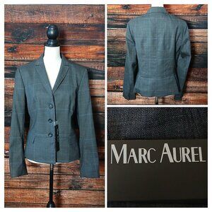 NWT Marc Aurel Blazer Jacket EU 40 US 8 Gray Checked Wool Made in Poland